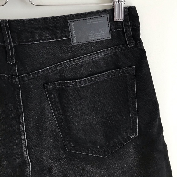 NWT Frank & Oak // The Stevie High Waisted Denim Bermuda Shorts in Black - Picture 5 of 11